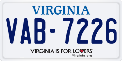 VA license plate VAB7226