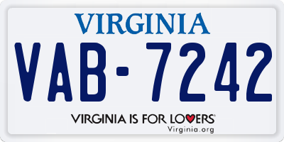 VA license plate VAB7242