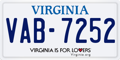 VA license plate VAB7252