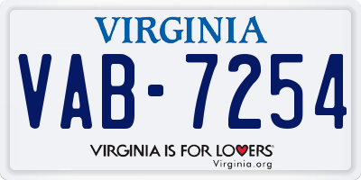 VA license plate VAB7254