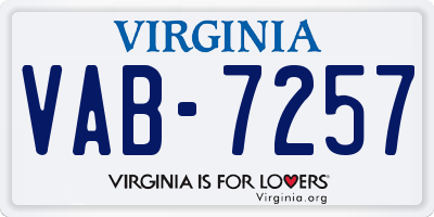 VA license plate VAB7257