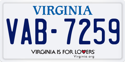 VA license plate VAB7259