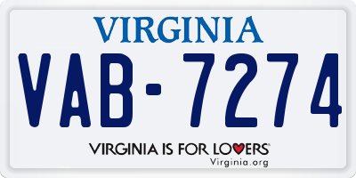 VA license plate VAB7274