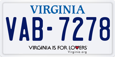 VA license plate VAB7278