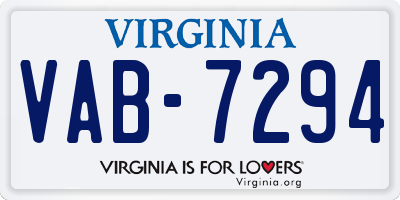 VA license plate VAB7294