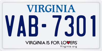 VA license plate VAB7301