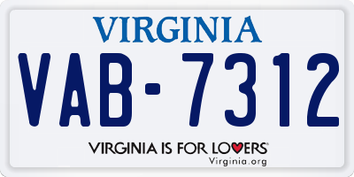 VA license plate VAB7312