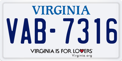 VA license plate VAB7316