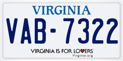 VA license plate VAB7322