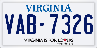 VA license plate VAB7326