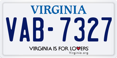 VA license plate VAB7327