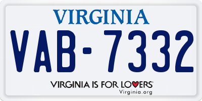 VA license plate VAB7332