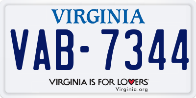 VA license plate VAB7344