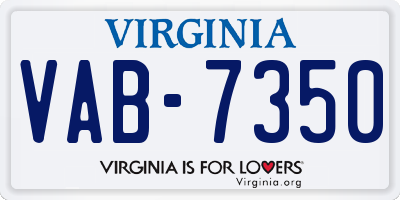 VA license plate VAB7350