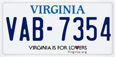 VA license plate VAB7354