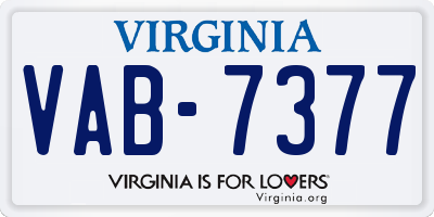 VA license plate VAB7377