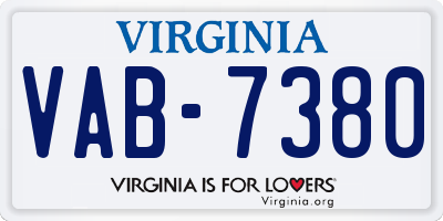 VA license plate VAB7380