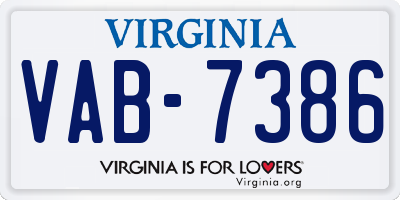 VA license plate VAB7386