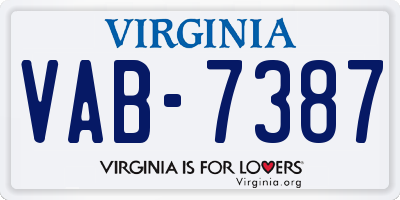 VA license plate VAB7387