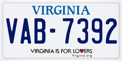 VA license plate VAB7392