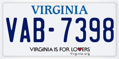 VA license plate VAB7398