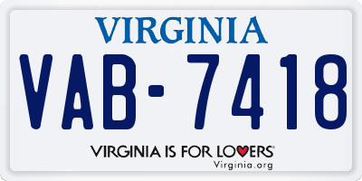 VA license plate VAB7418