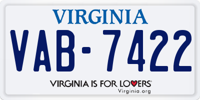 VA license plate VAB7422