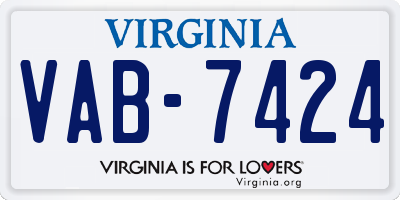 VA license plate VAB7424