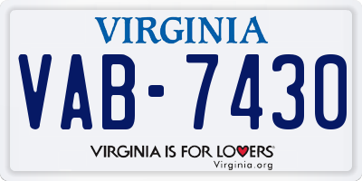 VA license plate VAB7430