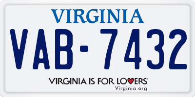 VA license plate VAB7432