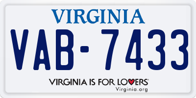 VA license plate VAB7433