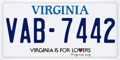 VA license plate VAB7442