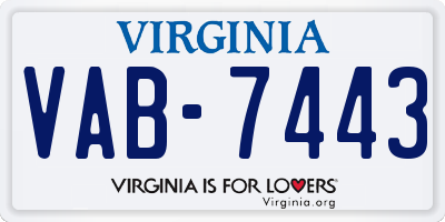 VA license plate VAB7443