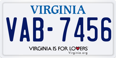 VA license plate VAB7456