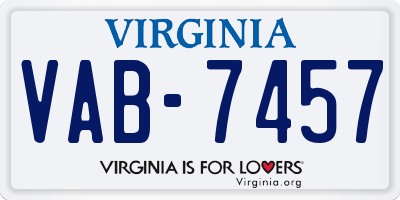 VA license plate VAB7457