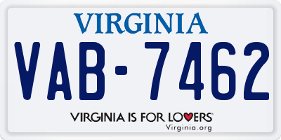 VA license plate VAB7462