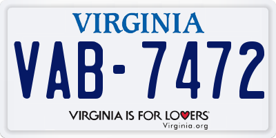 VA license plate VAB7472