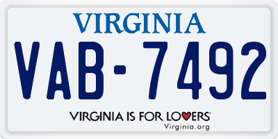 VA license plate VAB7492