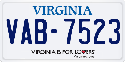 VA license plate VAB7523