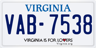 VA license plate VAB7538