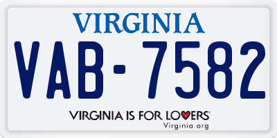 VA license plate VAB7582