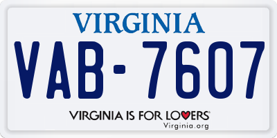 VA license plate VAB7607