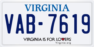 VA license plate VAB7619