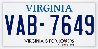 VA license plate VAB7649
