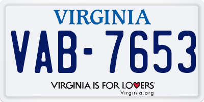 VA license plate VAB7653