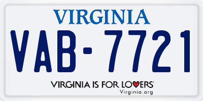 VA license plate VAB7721