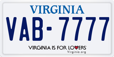 VA license plate VAB7777