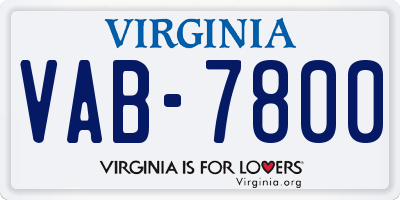 VA license plate VAB7800