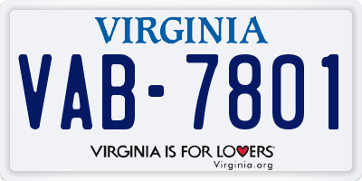 VA license plate VAB7801