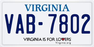 VA license plate VAB7802